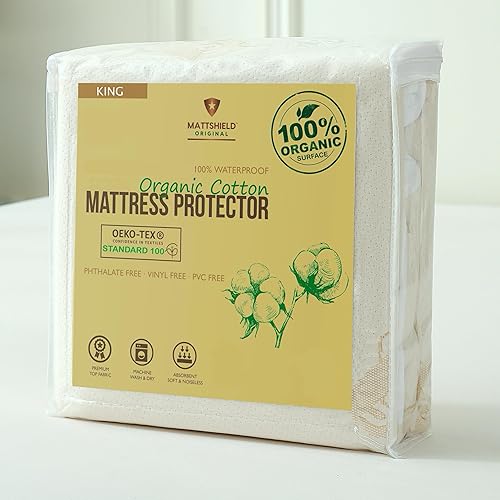 Deluxe Organic Waterproof Crib Mattress Pad - Organic Cotton Crib Mattress Protector for Baby and Toddler Beds - Breathable, Skin-Friendly, Premium 280GSM Knitted Jacquard, Jersey Cotton Skirt - Jamouz