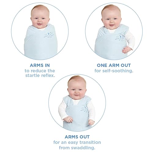 HALO 100% Cotton Sleepsack Swaddle, 3-Way Adjustable Wearable Blanket, TOG 1.5, Baby Blue, Newborn, 0-3 Months - Jamouz