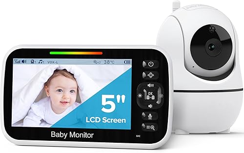 GoodBaby Baby Monitor with Camera and Audio - No WiFi, Remote Pan-Tilt-Zoom, Night Vision, Temperature Sensor, 2-Way Talk, 8 Lullabies, 30-Hour Battery Life，960ft Long Range - Jamouz