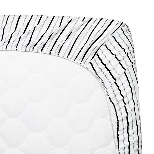 TL Care 2 Pack Fitted Pack N Play Playard Sheet 27' x 39', Soft Breathable Neutral 100% Cotton Jersey Pack and Play Sheet, Gray Star/Gray Zigzag, for Boys and Girls, Fits Most Mini Crib - Jamouz