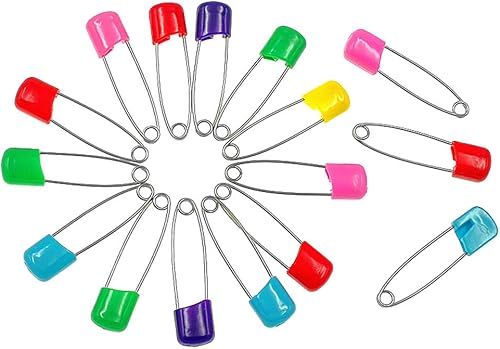 Kinteshun Baby Safety Pins,Kid Secure Clips Diaper Bib Nappy Pin with Safe Lock(50pcs,1.6 inches,7 Assorted Candy Colors) - Jamouz