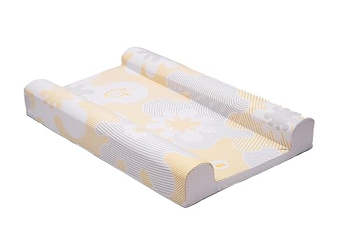 SuperSnug Luxury Anti-Roll Wedge Inclined Baby Changing Mat, Lemon/White, Waterproof, Wipe Clean, Non-Toxic PVC Raised bolsters from Birth Upwards - Jamouz