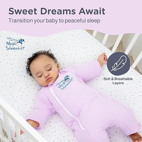 Magic Sleepsuit Baby Merlin's 100% Cotton Baby Transition Swaddle - Baby Sleep Suit - Lavender colour -for 3-6 Months baby - Jamouz