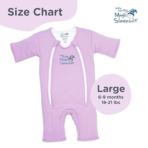 Magic Sleepsuit Baby Merlin's 100% Cotton Baby Transition Swaddle - Baby Sleep Suit - Lavender colour -for 3-6 Months baby - Jamouz