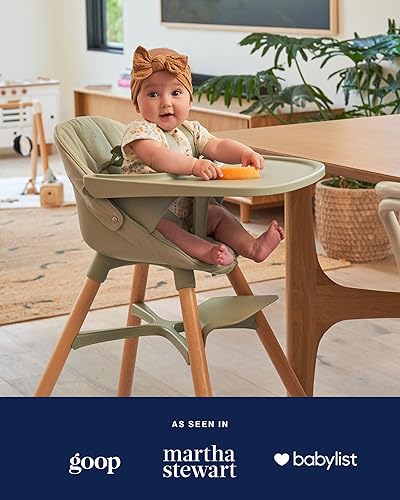 Lalo The Chair Convertible 3-in-1 High Chair - Wooden High Chair for Babies & Toddlers, Baby High Chair with Dishwasher Safe Tray, Adjustable Footrest, Coconut - Jamouz