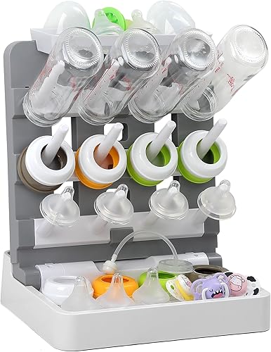 Baby Bottle Drying Rack, Vertical Standing Bottle Dryer Rack Holder-Space Saving Baby Bottle Drying Rack for Countertop-Holds Up to 12 Baby Bottles & Cup - Jamouz