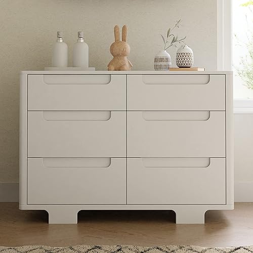 babyletto Yuzu 6-Drawer Dresser in White and Natural, Greenguard Gold Certified - Jamouz