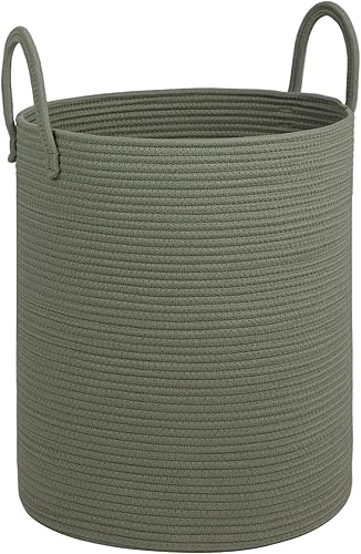 Cotton Rope Laundry Basket Hamper for Girls Kids Baby Nursery Hamper Bin Woven Blanket Basket for Living Room cute baby laundry basket Storage Basket for Nursery Toy Storage Bin&Box(Pink) - Jamouz