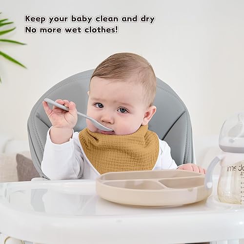 Susurration Muslin Baby Drool Bibs 6Pack Soft Triangular Adjustable Baby Bandana Bibs for Unisex Baby Girls & Boys - Jamouz