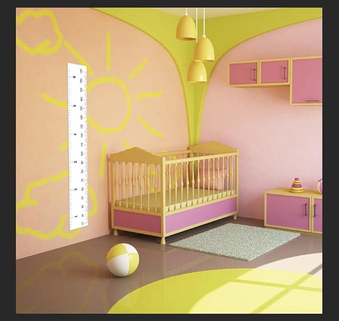 Niwo ART - Baby Growth Chart Wall Decor for Kids, Peel & Stick Self-Adhesive Removable Growth Height Ruler (Black & White) - Jamouz