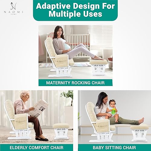 Brisbane Nursery Glider & Ottoman Sets, Glider Recliner Nursery Rocking Chair, Nursery Glider Rocker with Ottoman, Reclining Gliders & Chairs for Breastfeeding, Maternity, Napping, Espresso/Cream - Jamouz