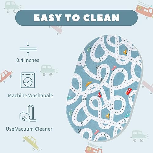 LIVEBOX Road Traffic Kids Play Area Rug 3'x5' Washable Playroom Educational & Fun with Cars and Toys Non-Slip Children Nursery Rugs for Living Room Bedroom Classroom Entryway Kids Tent - Jamouz