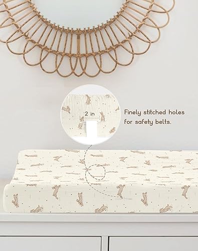 Changing Pad Cover for Baby Boy Girl 2 Pack, Muslin Changing Table Pad Covers with Boho Style, Neutral Nursery Bedding Essentials Soft and Breathable(Dusty Rose & Flower-A) - Jamouz