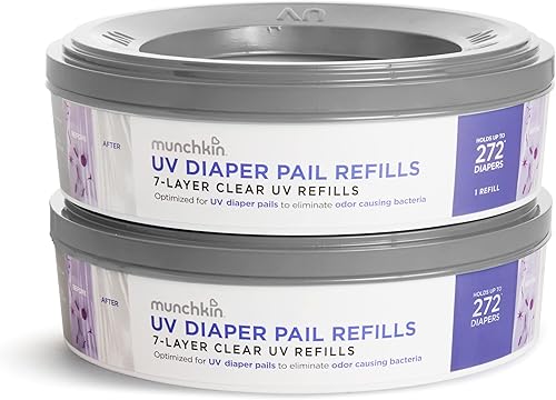 Munchkin® UV Diaper Pail Refill Rings, Holds up to 544 Newborn Diapers, 2 Pack - Jamouz