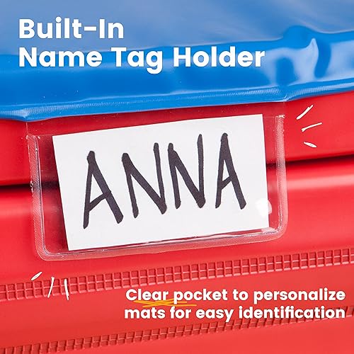 ECR4Kids Premium Folding Rest Mat, 3-Section, 2in, Sleeping Pad, Blue/Red, 5-Pack - Jamouz