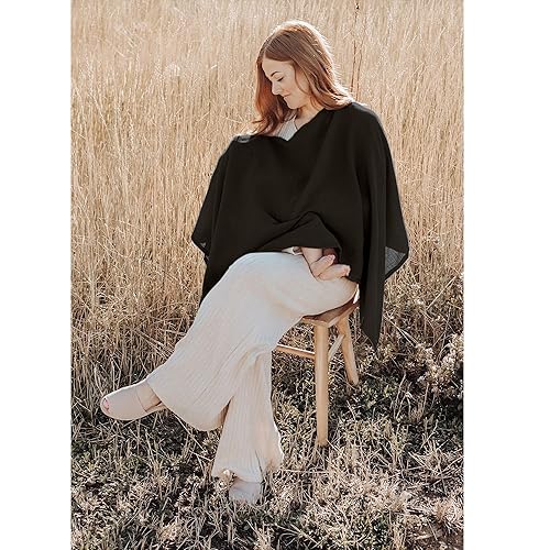 Konssy Muslin Nursing Cover for Breastfeeding, 360° Full Privacy Breathable 100% Cotton Breastfeeding Cover, Multi-use Carseat Canopy - Jamouz