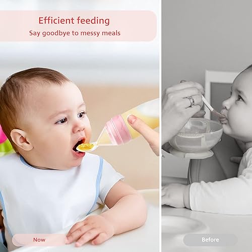 Termichy Baby Food Dispensing Spoon: Squeeze Feeder Dispenser for Baby - Self Feeding Bottle Spoon - Jamouz