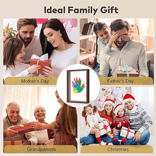 Family Handprint Kit, DIY Craft Keepsake Frame, Baby Hand Print Kits, Family Gifts for New Mom, New Parents, Grandparents, Father's Day, Mother's Day, Anniversary, 6 Non -Toxic Paints (White) - Jamouz