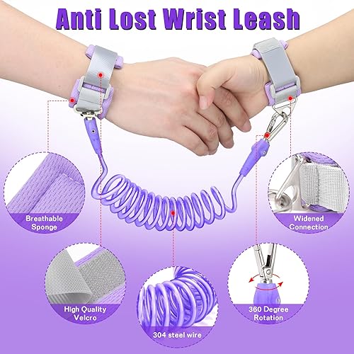 Toddlers Leash + Anti Lost Wrist Link Child Kids Safety Harness Kids Walking Wristband Assistant Strap Belt for Girl Pink Christmas Gift - Jamouz