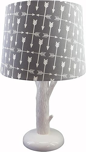 Levtex Baby - Trail Mix Table Lamp and Shade - White Tree with Grey Shade Lamp - Nursery Accessories - Measurements: 16 in. high and 8 in. Diameter - Jamouz