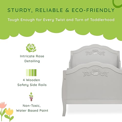 Rose 3-in-1 Convertible Toddler Bed in Blush Pink, Greenguard Gold Certified, JPMA Certified, Safety Rails, Made of Sustainable New Zealand Pinewood - Jamouz