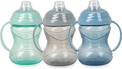 Nuby Clik-It Soft Spout No-Spill Training Sippy Cup with Handles - (3-Pack) 10 Oz - 4+ Months - Neutral - Jamouz