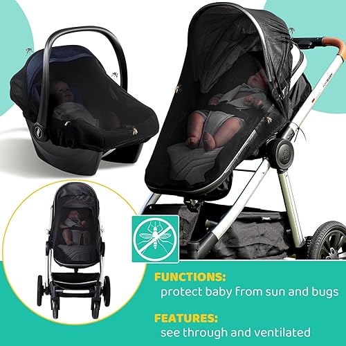 Stroller Sun Shade Cover Baby Car Seat Carrier Sunshade Pram Stroller Shade-Dark Shade Cut 96% UV Rays - Jamouz