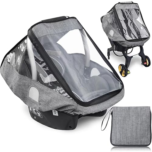 Stroller Rain Cover,Universal Stroller Accessory,Waterproof,Windproof Protection,Protect from Dust Snow,Baby Travel Weather Shield(Grey) - Jamouz