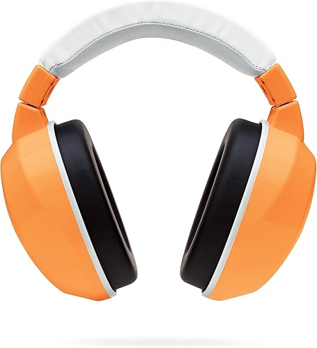 Lucid Audio HearMuffs Kids Hearing Protection Orange/White (Over-the-ear Sound Protection Ear Muffs Ages 5+) - Jamouz