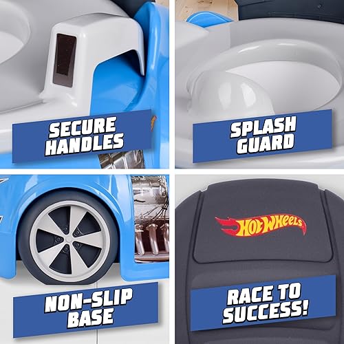 Hot Wheels Blue Race Car Potty Training Toilet, Includes Detachable Toddler Toilet Seat and Kids Potty, Ages 12 Months and Up - Jamouz
