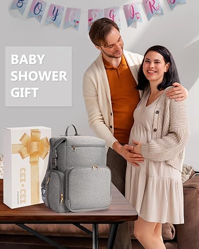 CEI-CEI Neoprene Diaper Bag Backpack with Changing Pad, Large Newborn Baby Maternity Bags Travel Tote with Insulated Pockets (Black) - Jamouz