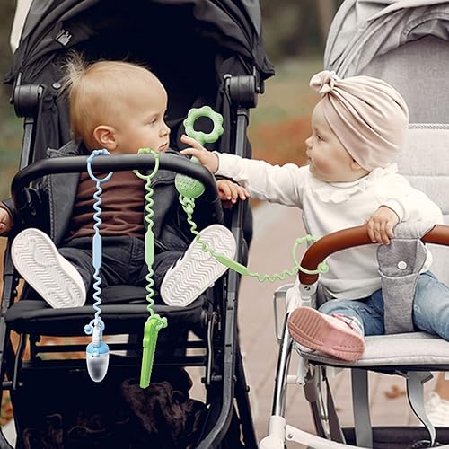 Toy Straps, Pacifier Holder Clip with Self-Adjusting Bayonet, Pure Silicone Material Without BPA; Can Be Used for Teethers, Feeding Bottles, Toys, Baby Cribs, High Chairs(Blue-3ps) - Jamouz