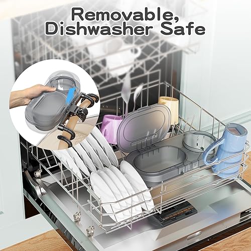 3-in-1 Universal Stroller Snack Tray Attachment with Dust Cover Sturdy Stroller Cup & Snack & Phone Holder Hook and Silicone Arms Grip Design Baby Travel Gear Accessories Detachable Dishwasher-Safe - Jamouz