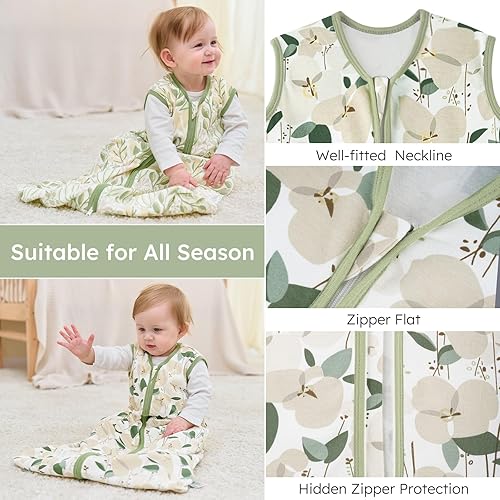 Yoofoss Baby Sleep Sack 6-12 Months Wearable Blanket for Babies 100% Cotton 2-Way Zipper TOG 0.5 Toddler Sleeping Sack 3 Pack, Soft Lightweight Sleep Sacks - Jamouz