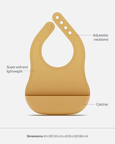 Lalo First Bites Silicone Baby Feeding Set - Baby Led Weaning Supplies - Non-Toxic Silicone - Includes 2 Bibs, 2 Spoons, Training Cup, Suction Plate and Bowl - 6 Pieces - Sage - Jamouz