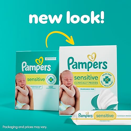 Pampers Sensitive Baby Wipes, Water Based, Hypoallergenic and Unscented, 8 Flip-Top Packs, 4 Refill Packs (1008 Wipes Total) - Jamouz