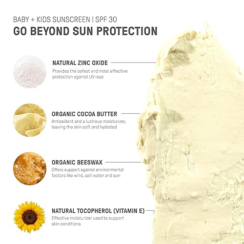 Raw Elements Baby & Kids SPF 30 Organic Sunscreen Tin, Non-Nano Zinc Oxide, Reef-Safe, Cruelty-Free, Gluten & Nut Free, Travel Sunblock 3.0 oz - Jamouz