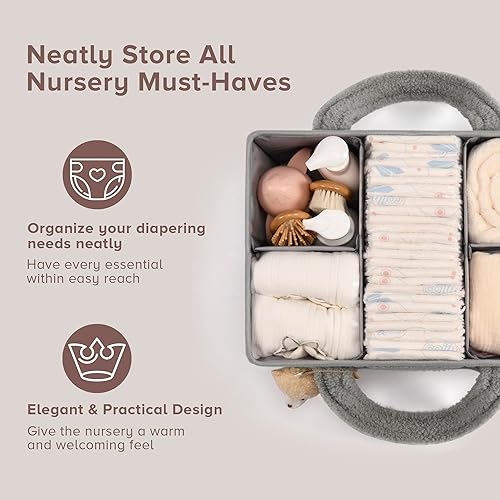 PeraBella Baby Diaper Caddy Organizer for Changing Table, Baby Storage Basket for Diapers and Baby Wipes, Gift for Baby Shower, Car Caddy Organizer, Nursery Diaper Organizer, Portable Diaper Storage - Jamouz