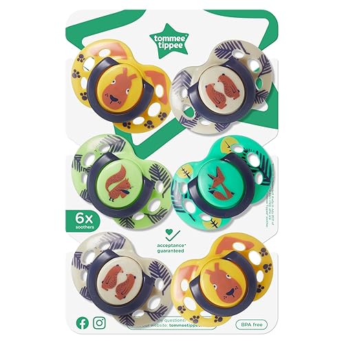 Tommee Tippee Fun Pacifier, 18-36 Months, 6 Pack with a Symmetrical, BPA Free Silicone Nipple - Jamouz