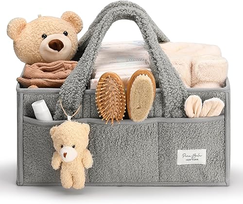PeraBella Baby Diaper Caddy Organizer for Changing Table, Baby Storage Basket for Diapers and Baby Wipes, Gift for Baby Shower, Car Caddy Organizer, Nursery Diaper Organizer, Portable Diaper Storage - Jamouz
