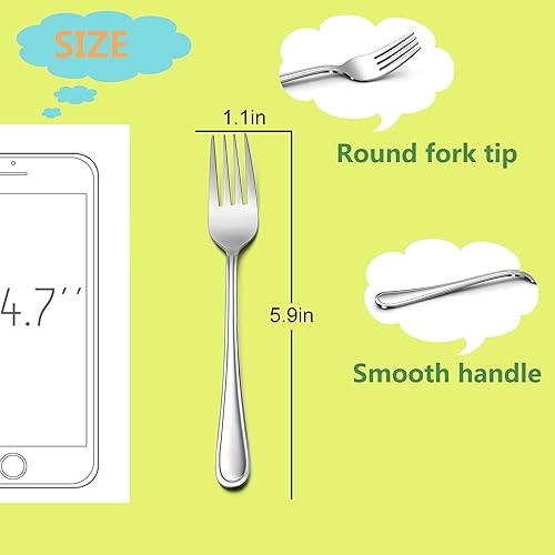 LIANYU 12-Piece Toddler Forks, Kids Silverware Forks for 2-10 Year Old, Children Cutlery Flatware Set, Kids Utensils for Home Preschools, Dishwasher Safe - Jamouz