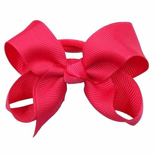 3 Inch Baby Girl Hair Bows Elastic Hair Tie Accessories Bow Ponytail Holder - Set of 2 (Red) - Jamouz