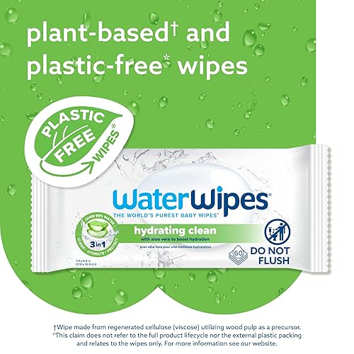 WaterWipes Soothing Clean Baby Wipes, 99% Water-Based Formula with Botanical Extract to Soothe & Protect Skin, Unscented & Hypoallergenic, 360 Count (6 Packs) - Jamouz