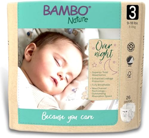 Bambo Nature Overnight Baby Diapers (Sizes 3 TO 6), Size 4, 96 Count - Jamouz