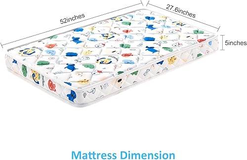 Premium 5' Crib & Toddler Mattress, Dual-Sided & Firm, Breathable Hypoallergenic for Standard Crib & Toddler Bed - Jamouz