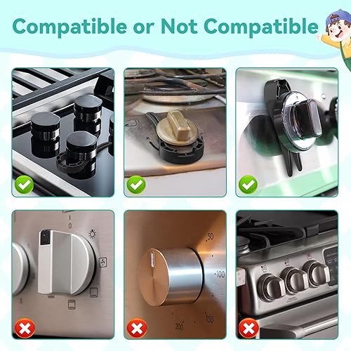 Gas Stove Knob Locks Protecting Kids and Pets; Oven Knob Covers for Child Safety (5 Pack,Black) - Jamouz