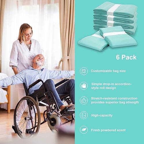 Diaper Pail Liner Refills Bags Compatible with Janibell Akord 330 Series Adult Diaper System, Green, Lightly Scented, 4 Count - Jamouz