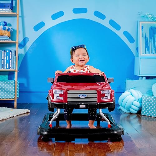 Bright Starts Ford F-150 4-in-1 Agate Black Baby Activity Center & Push Walker with Removable Interactive Steering Wheel-Toy, 6 Months and up - Jamouz