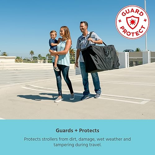 J.L. Childress Stroller Travel Bag for Single & Double Strollers - Durable and Protective Stroller Bag - Carry Handles and Detachable Padded Shoulder Strap - Black - Jamouz