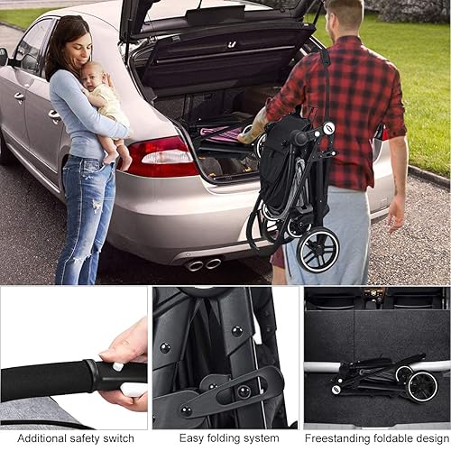 INFANS 2 in 1 Baby Stroller, High Landscape Infant Stroller & Reversible Bassinet Pram, Foldable Pushchair with Adjustable Canopy, Cup Holder, Storage Basket, Suspension Wheels (Grey) - Jamouz